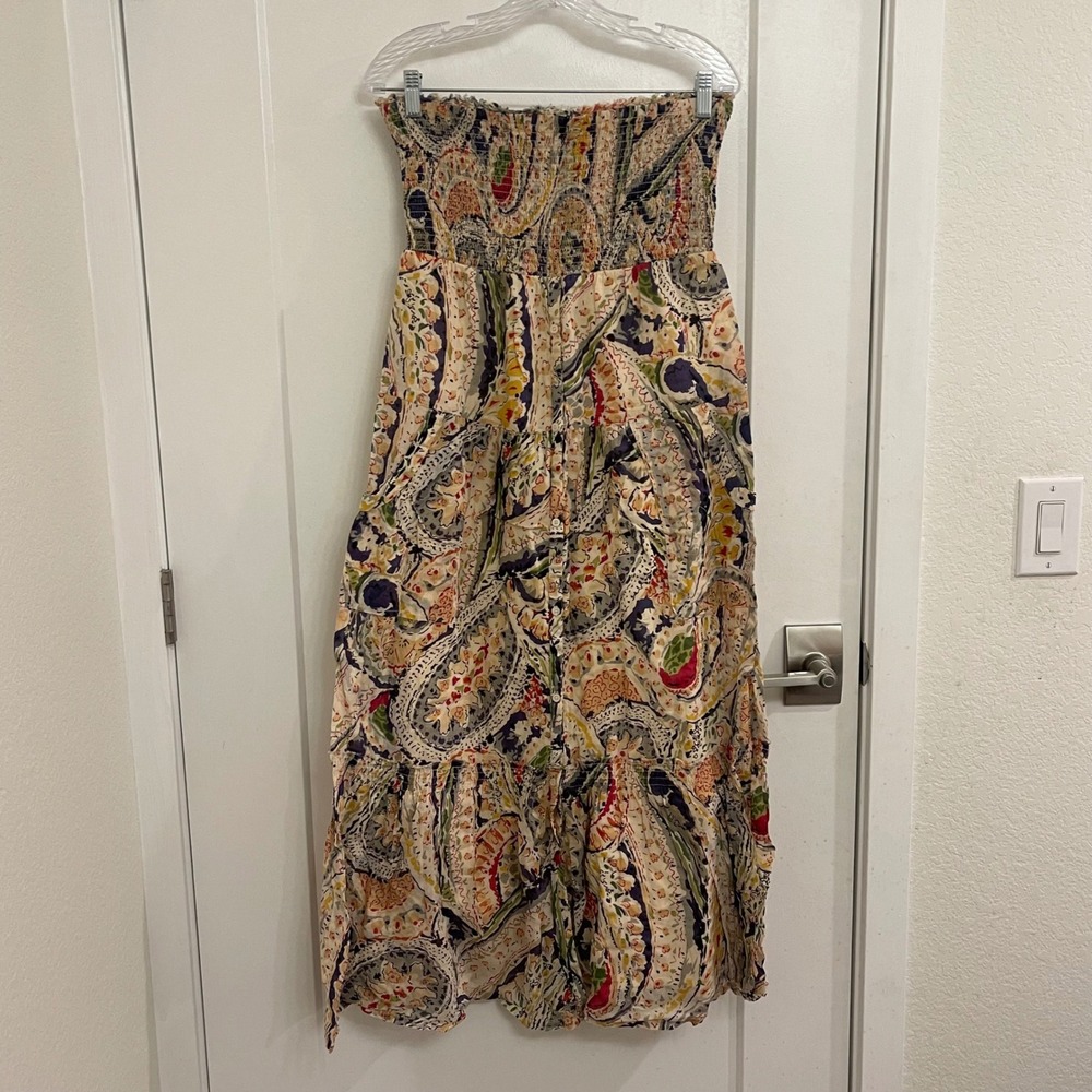 Vintage Y2K American Eagle Strapless Maxi Dress Cotton Chic Euro Vacation Summer